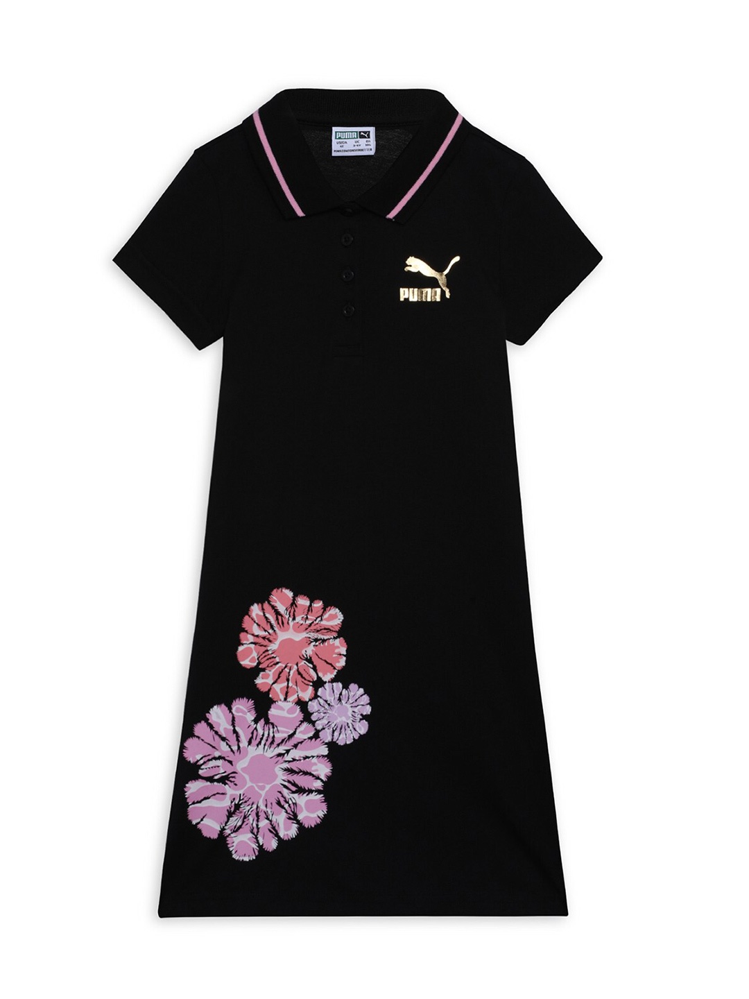 

Puma Girls Classics Graphic Printed Cotton Shirt Style Dress, Black
