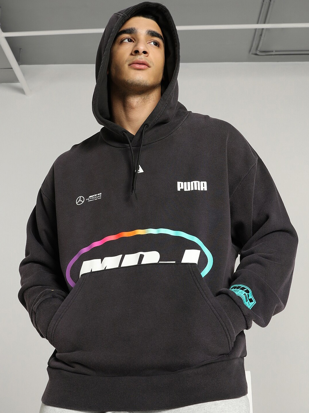 

PUMA Motorsport Mercedes-AMG Petronas MDJ Graphic Hoodie Pullover Sweatshirt, Black