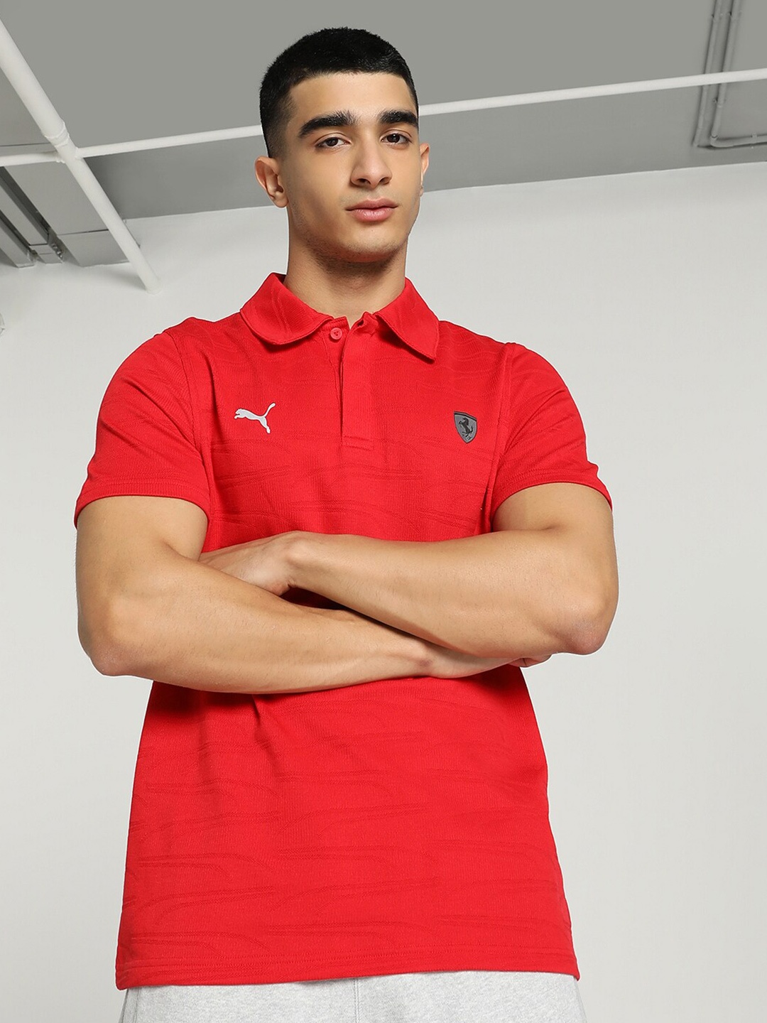 

PUMA Motorsport Scuderia Ferrari Style Jacquard Polo T-shirt, Red