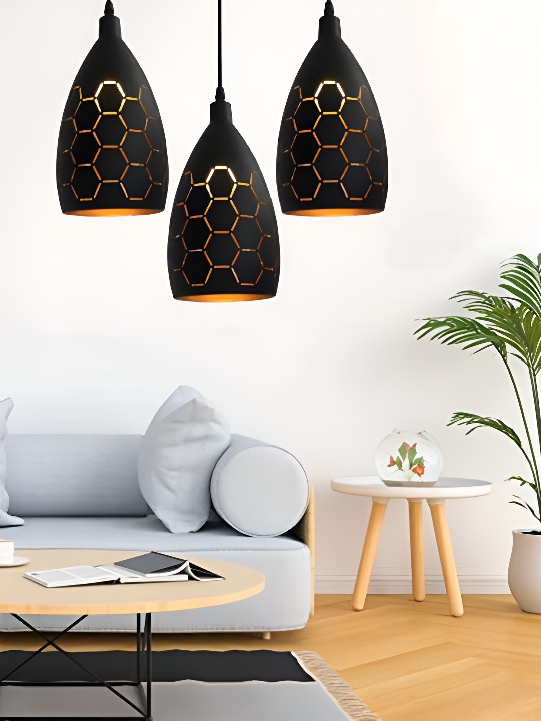 

ZOREZA Black Textured Glass Traditional Ceiling Lamp