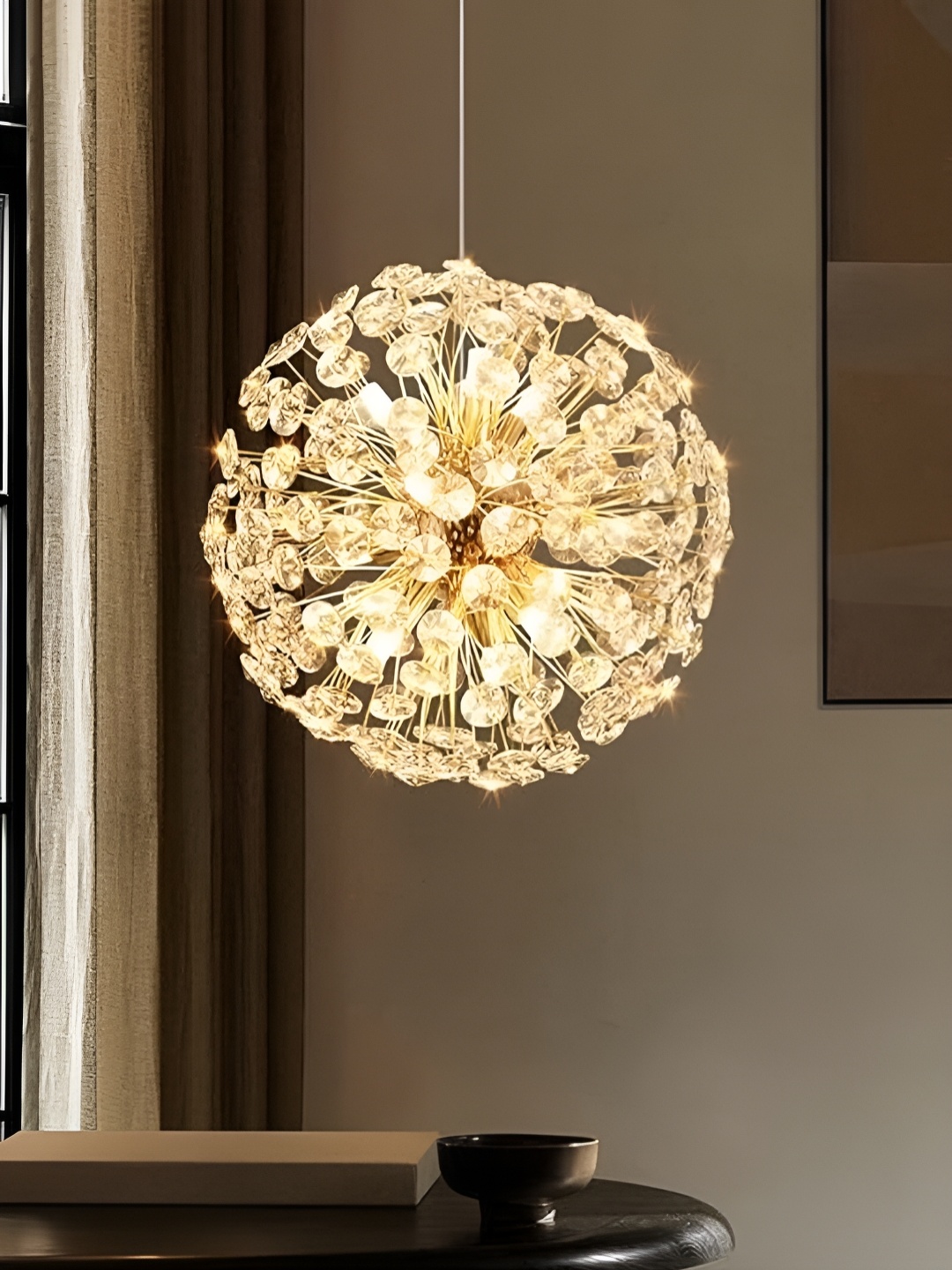 

ZOREZA Gold-Toned Textured Glass Traditional Ceiling Lamp
