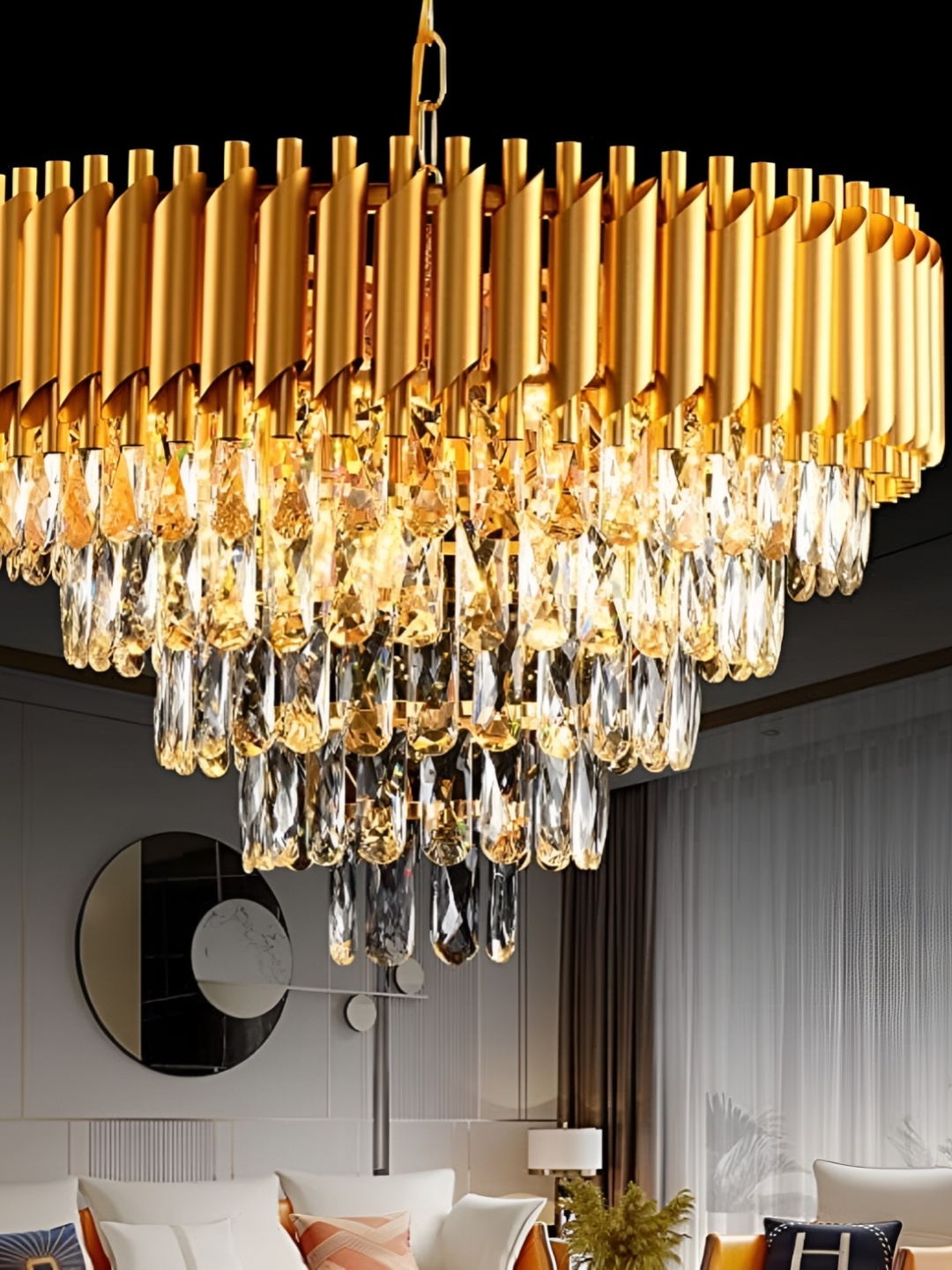 

ZOREZA Gold-Toned & White Glass Traditional Ceiling Lamp
