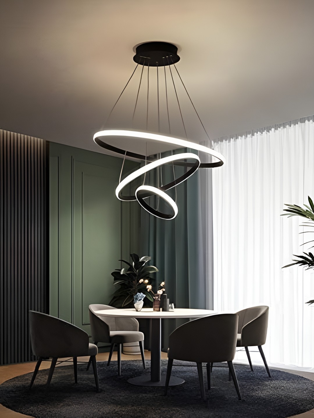 

ZOREZA Black & White Glass Traditional Ceiling Lamp