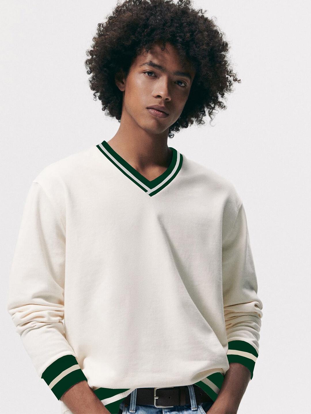 

CLAFOUTIS V-Neck Long Sleeves T-shirt, White