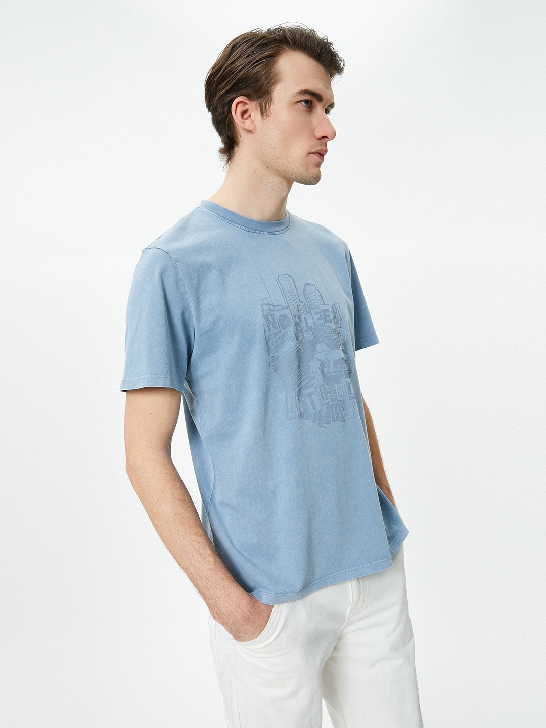 

Koton Typography Printed Casual Pure Cotton T-shirt, Blue