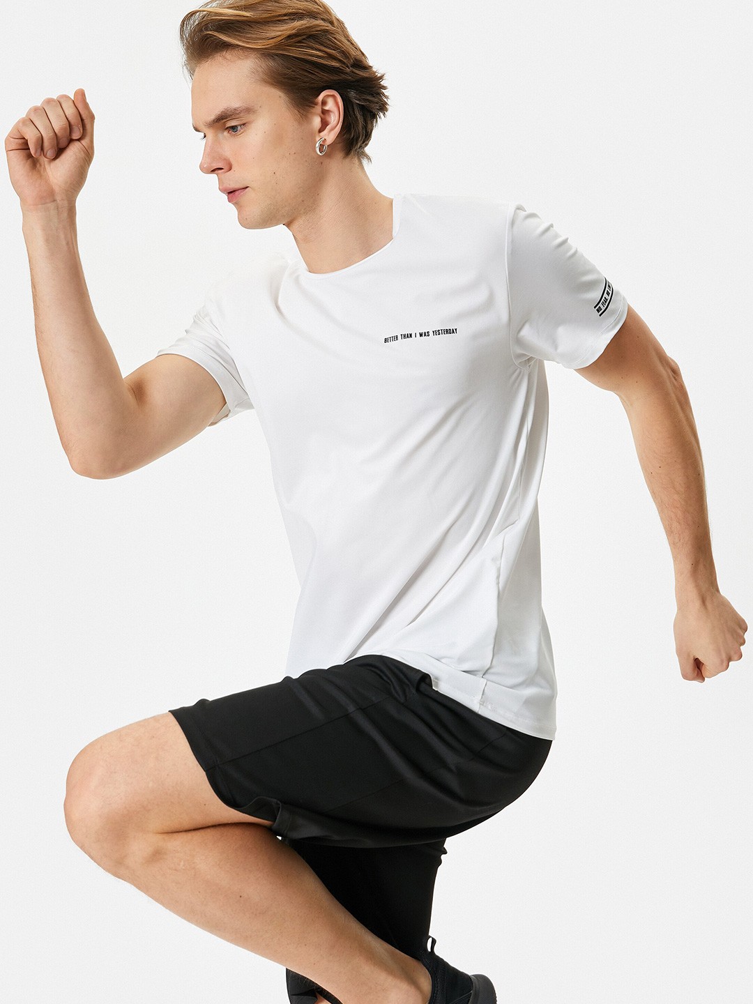 

Koton Slogan Printed Round Neck Sport T-shirt, White