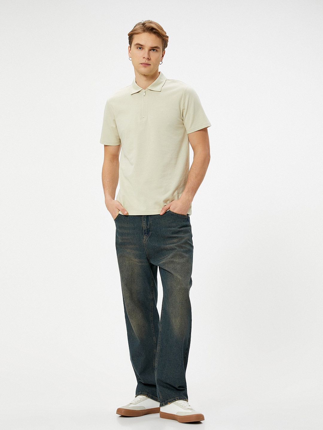 

Koton Polo Collar Pure Cotton T-shirt, Beige