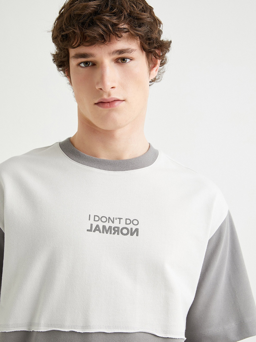 

Koton Typography Printed Oversized Pure Cotton T-shirt, Grey