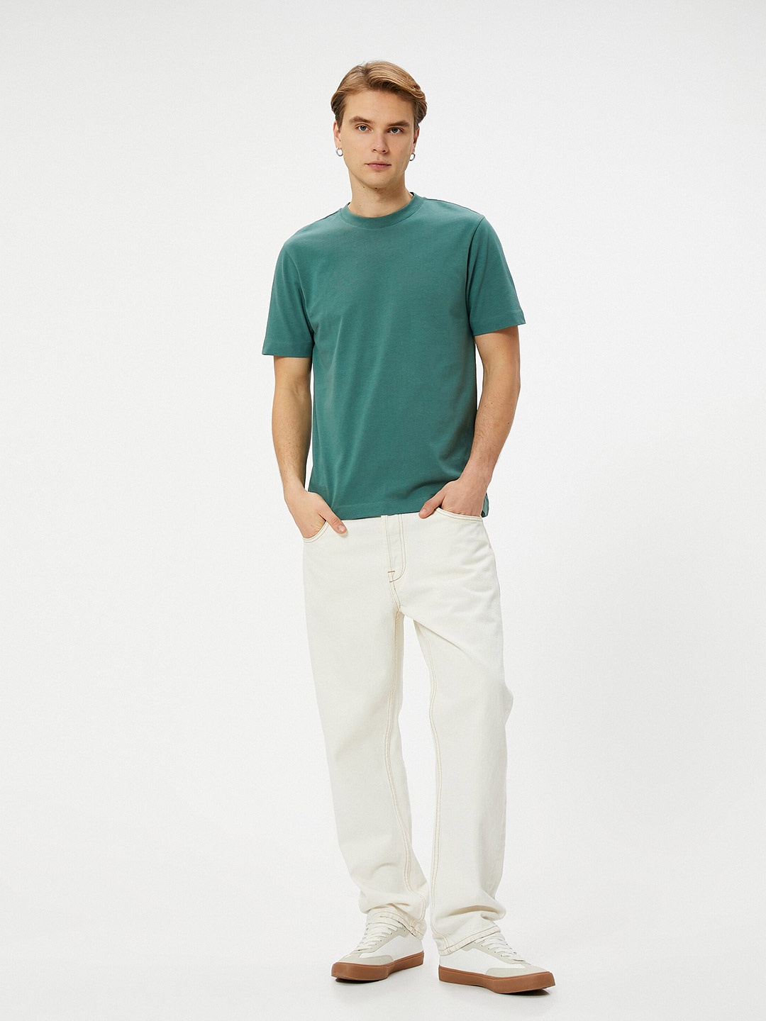 

Koton Round Neck Pure Cotton T-shirt, Green