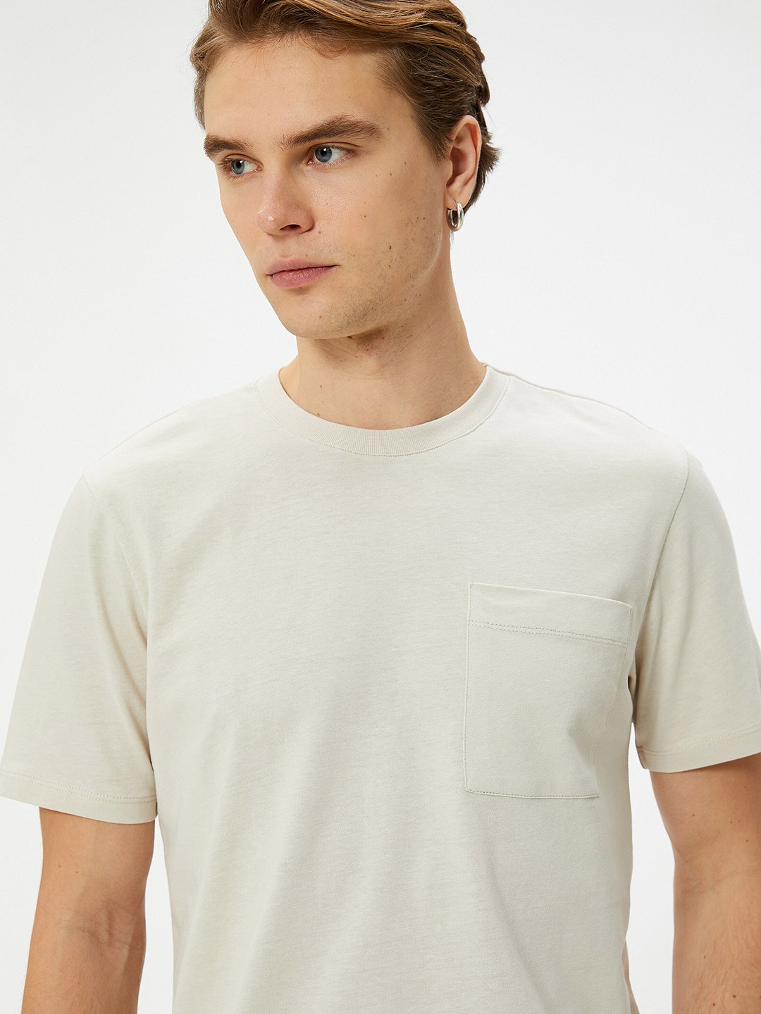 

Koton Round Neck Pure Cotton T-shirt, Beige