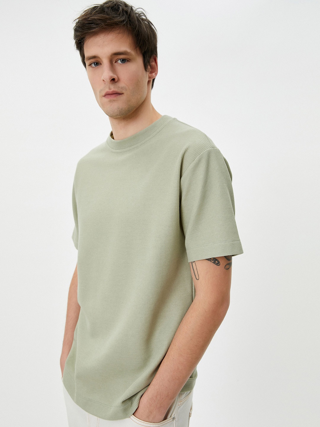 

Koton Self Design Round Neck T-shirt, Green