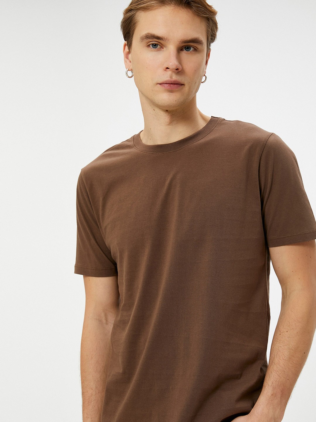 

Koton Round Neck Pure Cotton T-shirt, Brown