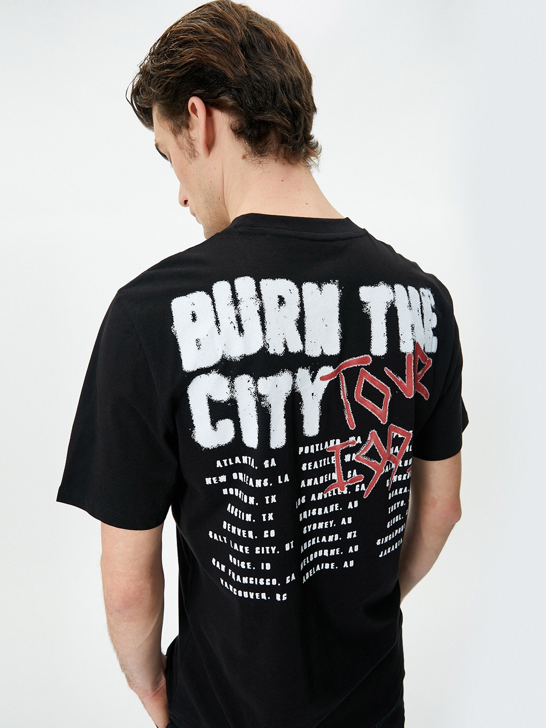 

Koton Typography Printed Pure Cotton T-shirt, Black