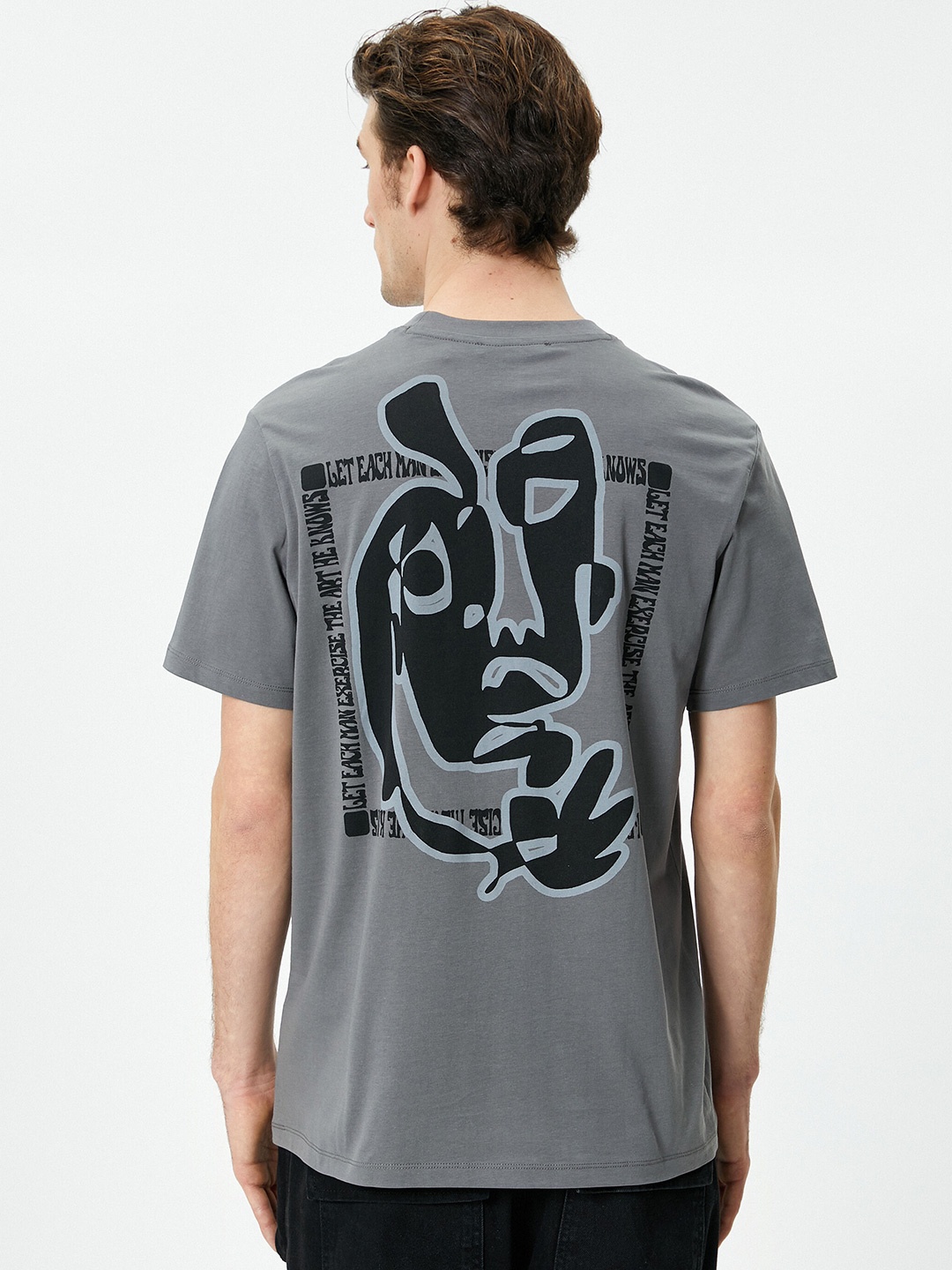 

Koton Graphic Printed Pure Cotton T-shirt, Grey