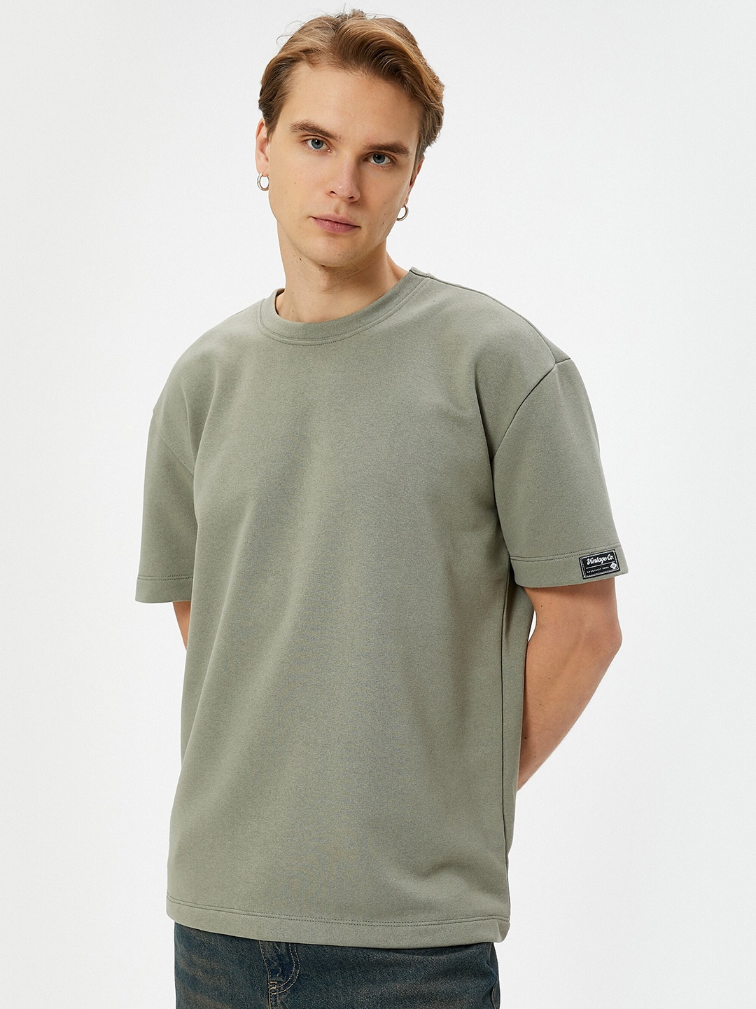 

Koton Round Neck Short Sleeves Oversized T-shirt, Khaki