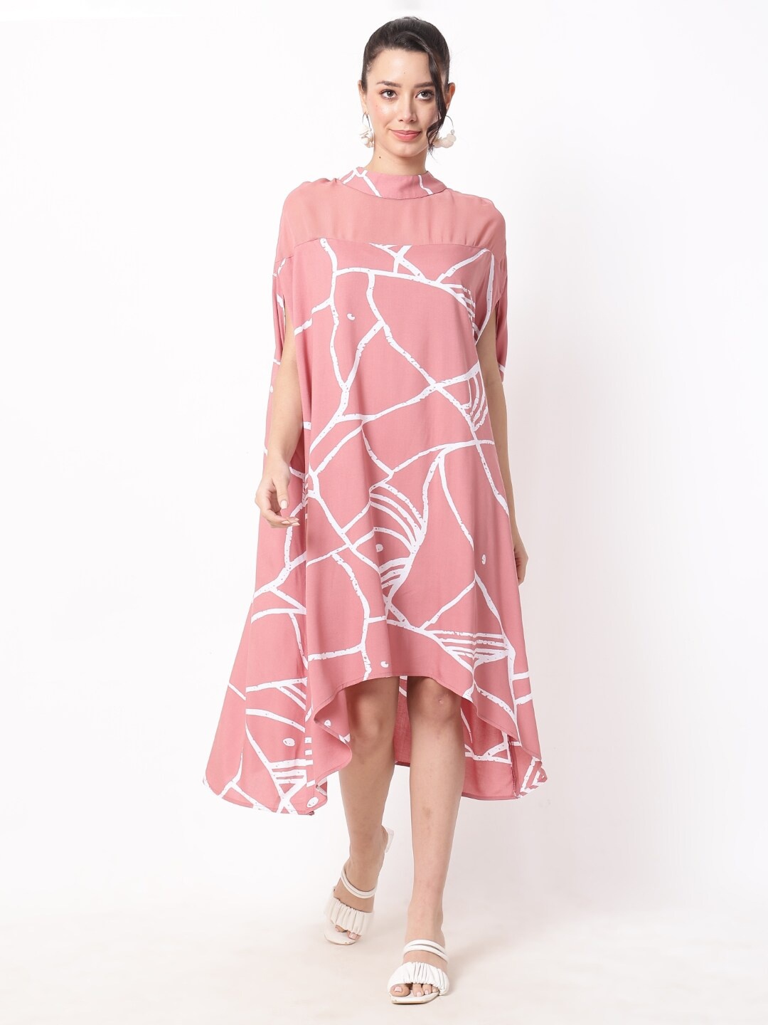 

Ranng Abstract Printed Midi Kaftan Dress, Peach