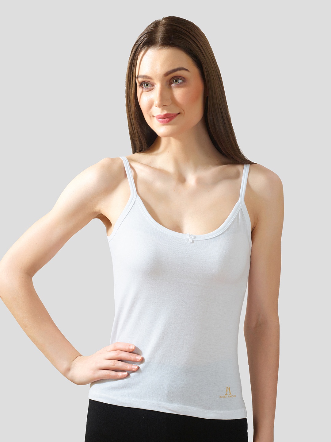 

Inner Amour Solid Absorbent Anti Bacterial Pure Cotton Camisole, White
