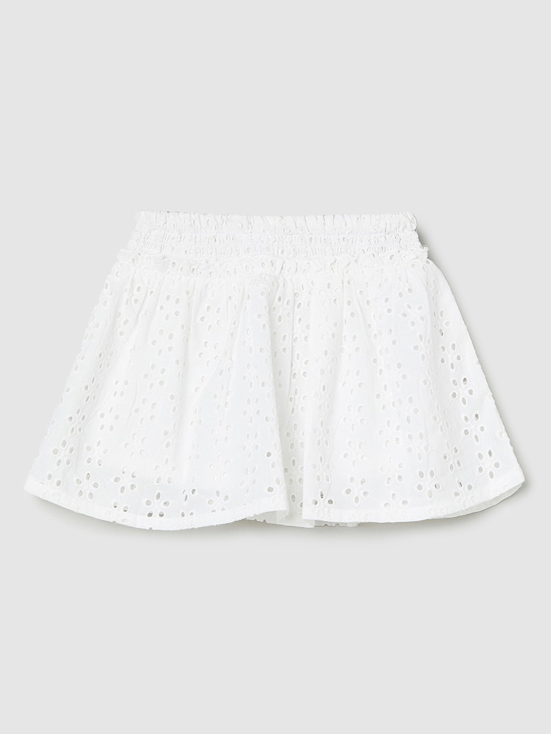 

max Girls Pure Cotton Flared Mini Skirts, White