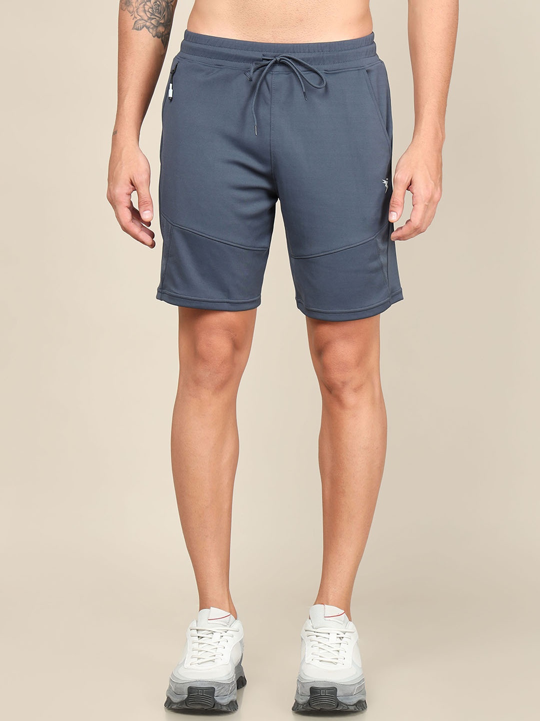 Technosport Men SS'24 Slim Fit Mid-Rise Rapid-Dry Sports Shorts, Charcoal
