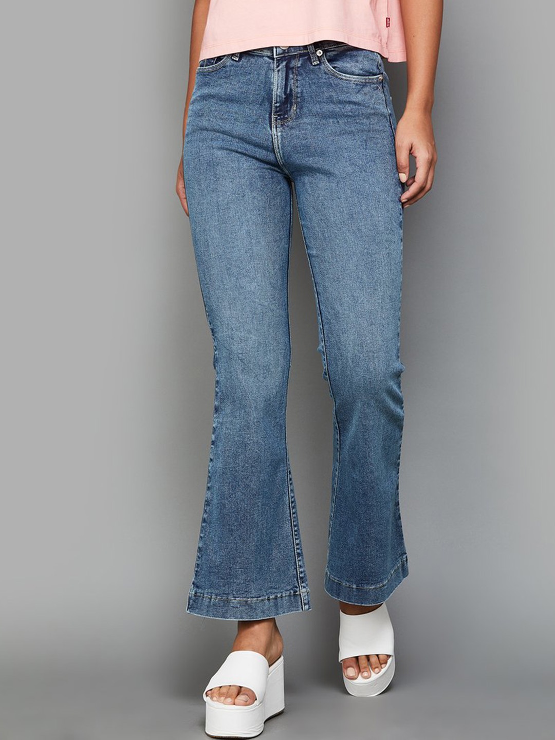 

Xpose Women Comfort Flared High-Rise Light Fade Stretchable Jeans, Blue