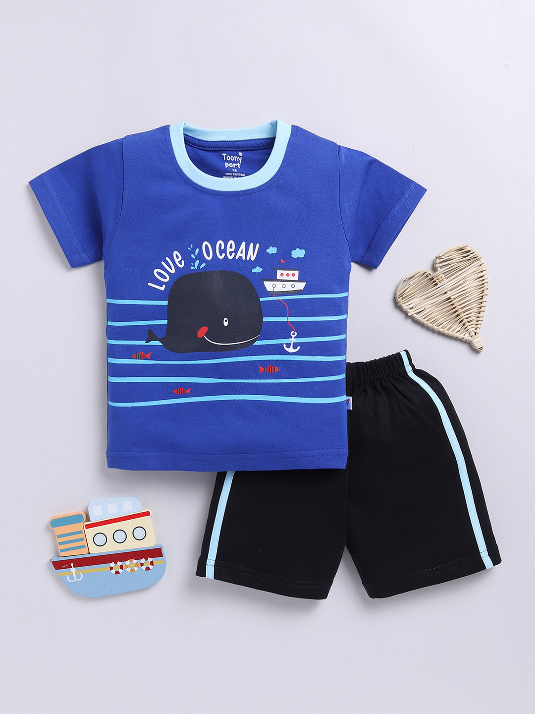 

Toonyport Boys Printed T-shirt with Shorts, Blue
