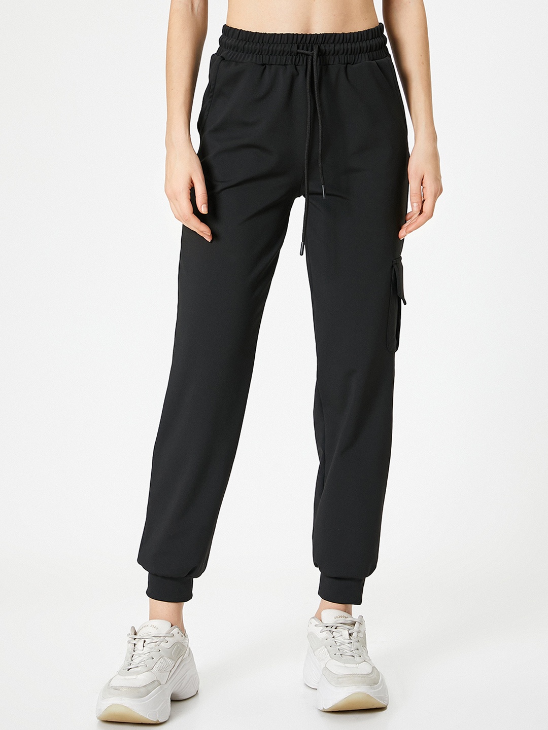 Koton Women Mid-Rise Regular Fit Joggers, Black