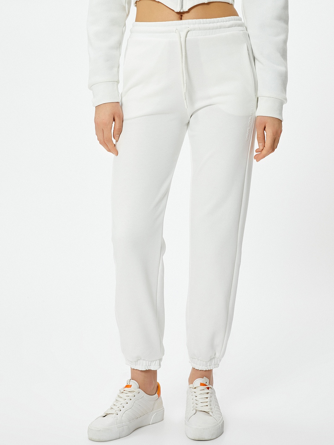 Koton Women Regular Fit Side Pockets Joggers, White