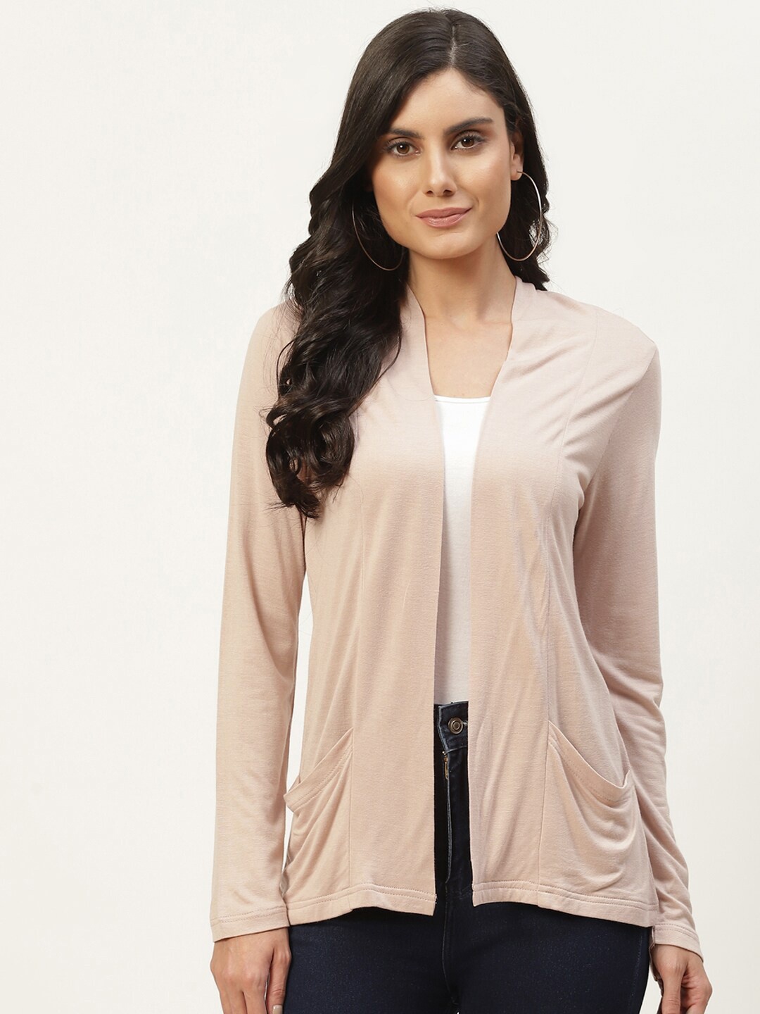 

WISSTLER Women Front Open Pure Cotton Shrug, Beige
