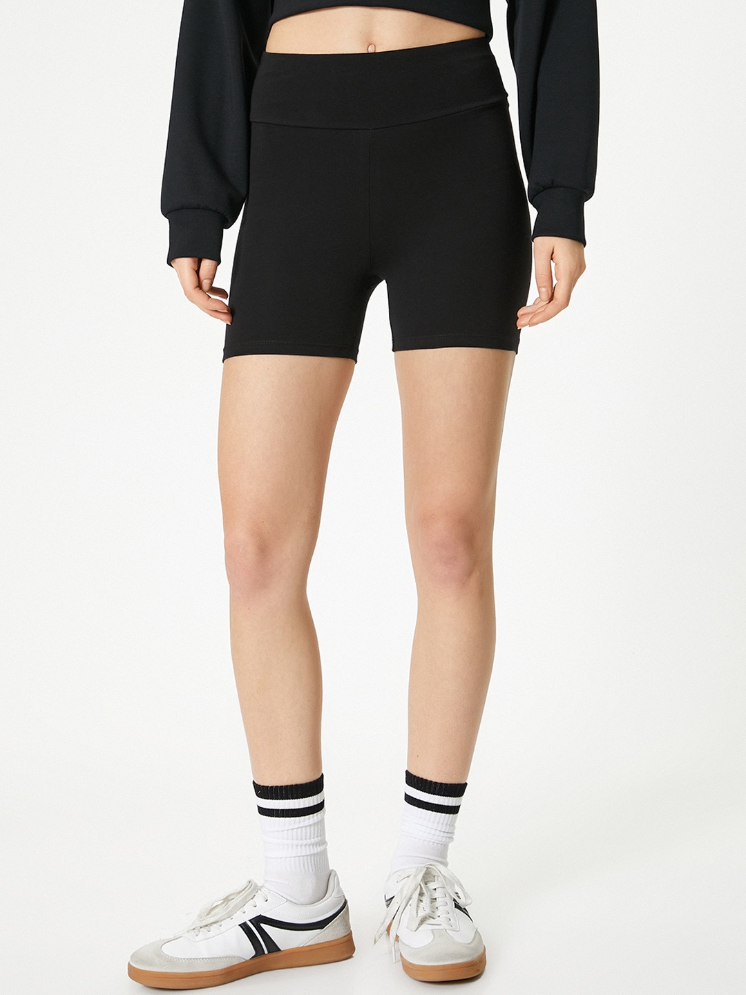 

Koton Women High-Rise Above Knee-Length Tights, Black