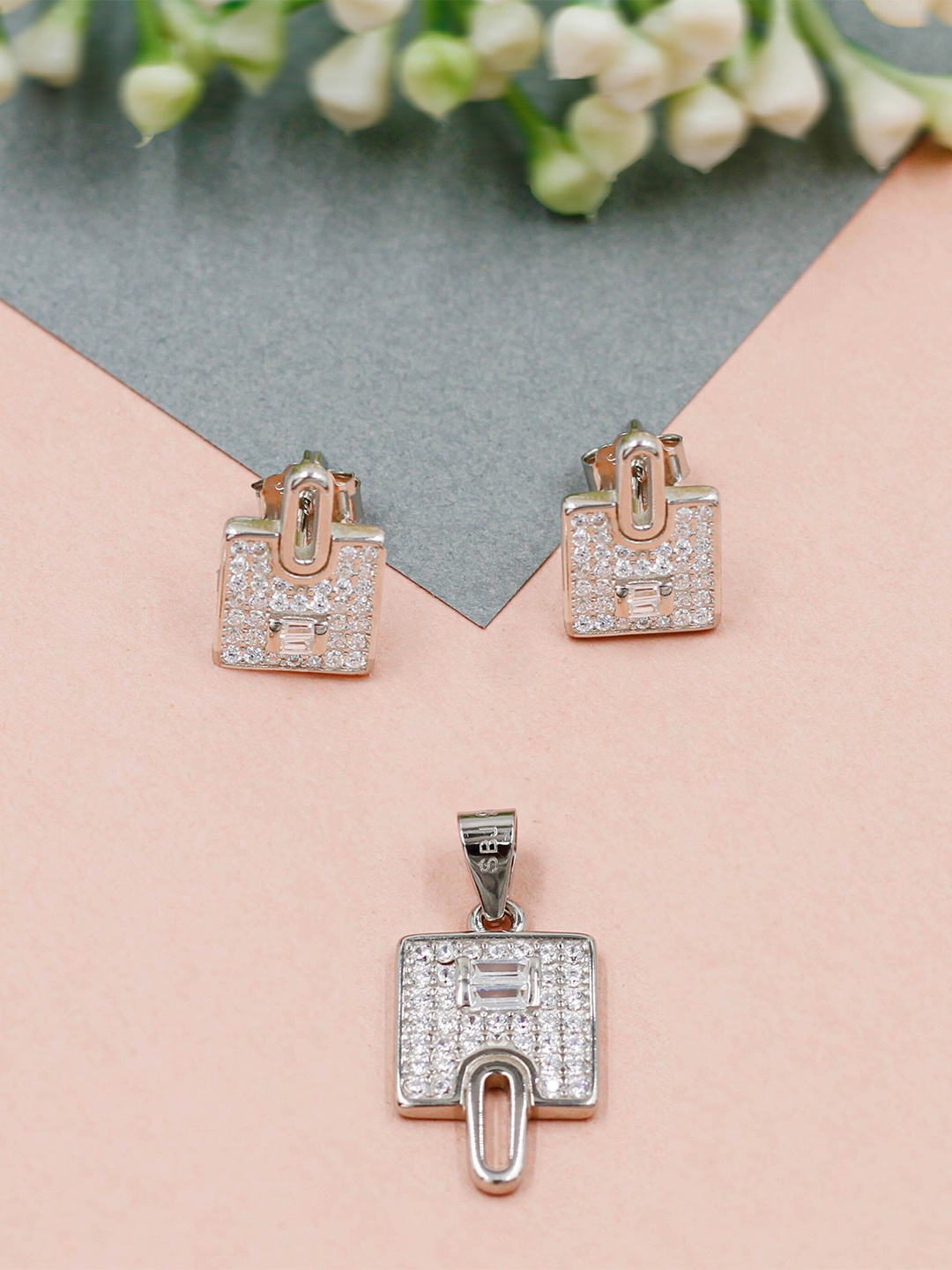 

SANGEETA BOOCHRA CZ Studded Jewellery Set, White