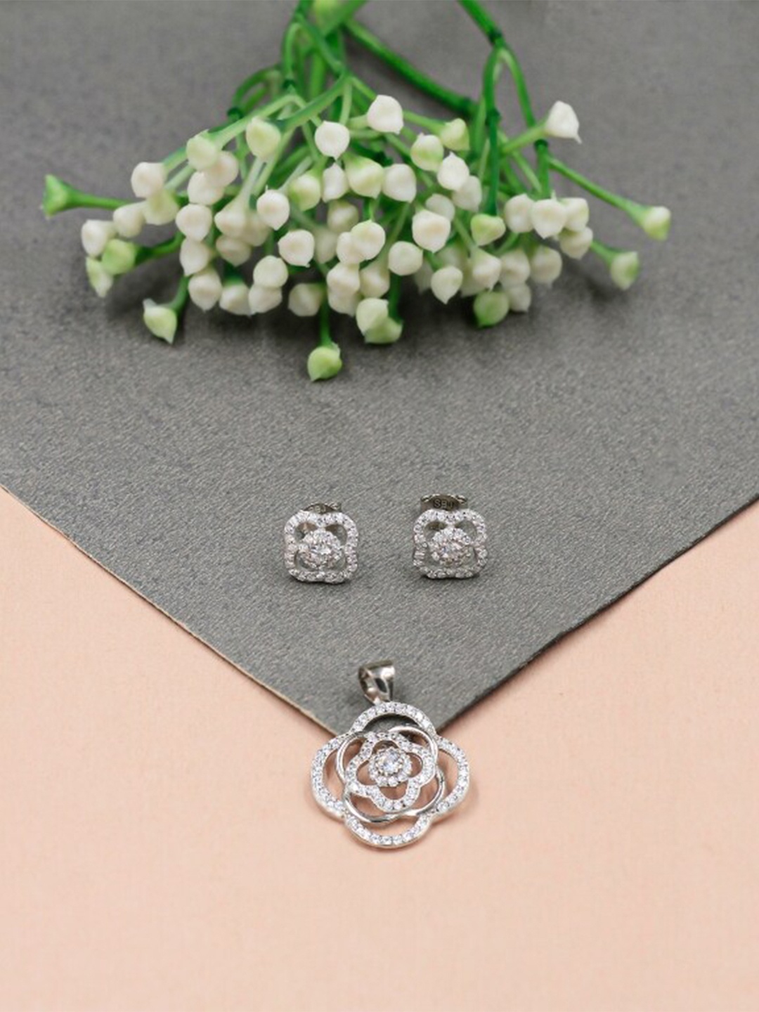 

SANGEETA BOOCHRA CZ Studded Jewellery Set, White