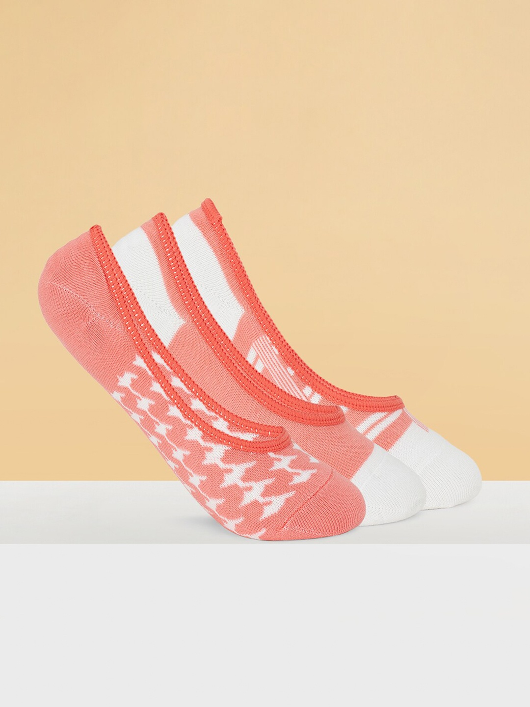 

Honey by Pantaloons Women Pack Of 3 Patterned Shoe Liners, Peach