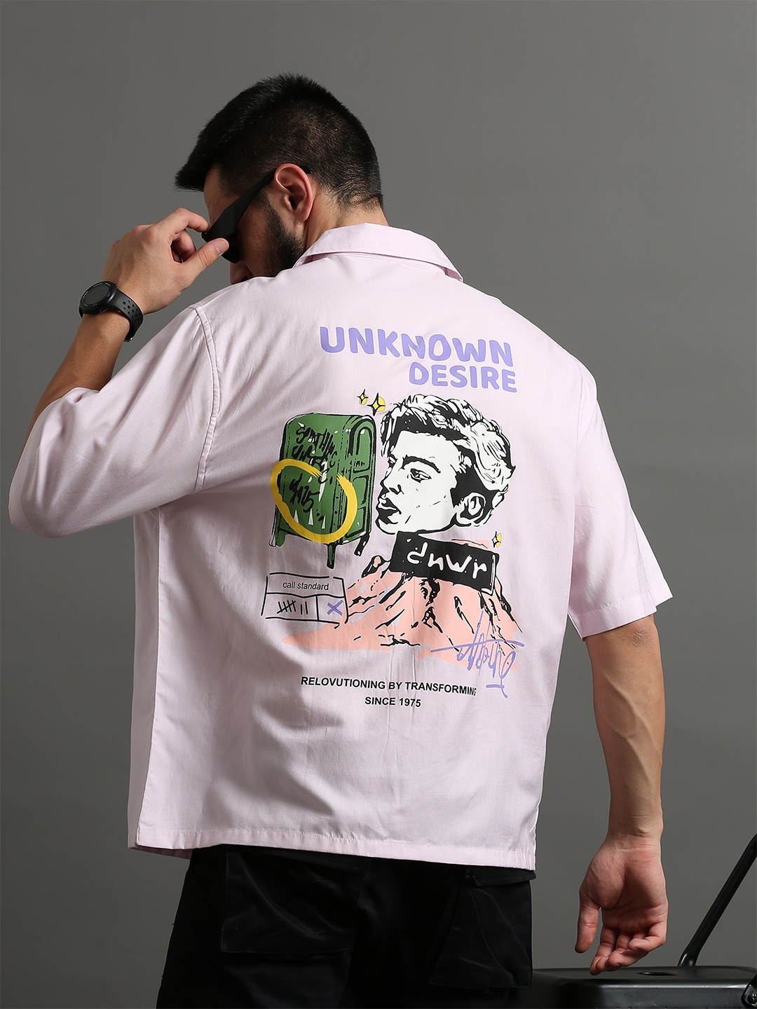 

Skewdeck Comfort Graphic Printed Cotton Casual Shirt, Pink