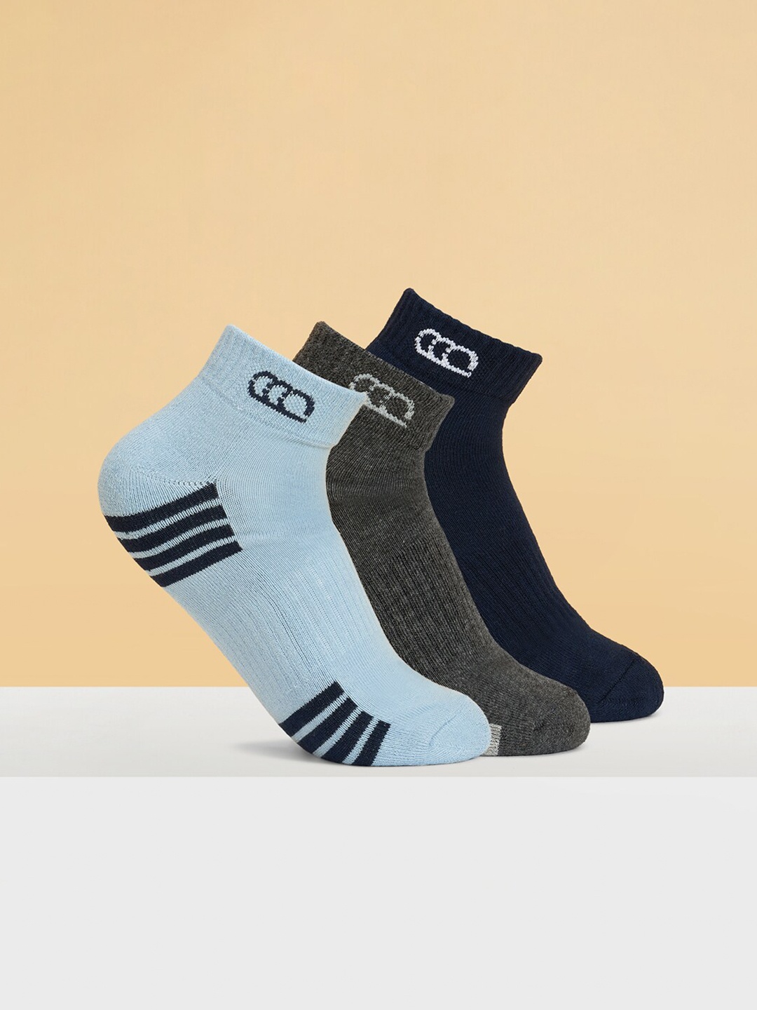 

Ajile by Pantaloons Men Pack Of 3 Striped Ankle-Length Socks, Blue