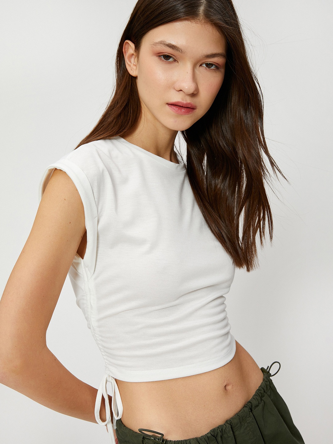 

Koton Extended Sleeves Crop Top, Beige