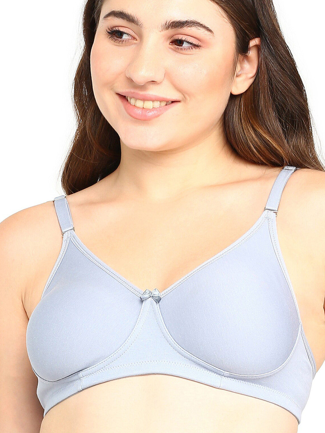 

BLOSSOM Seamless Non Padded Bra With Removable Strap _T-Shirt Bra, Grey