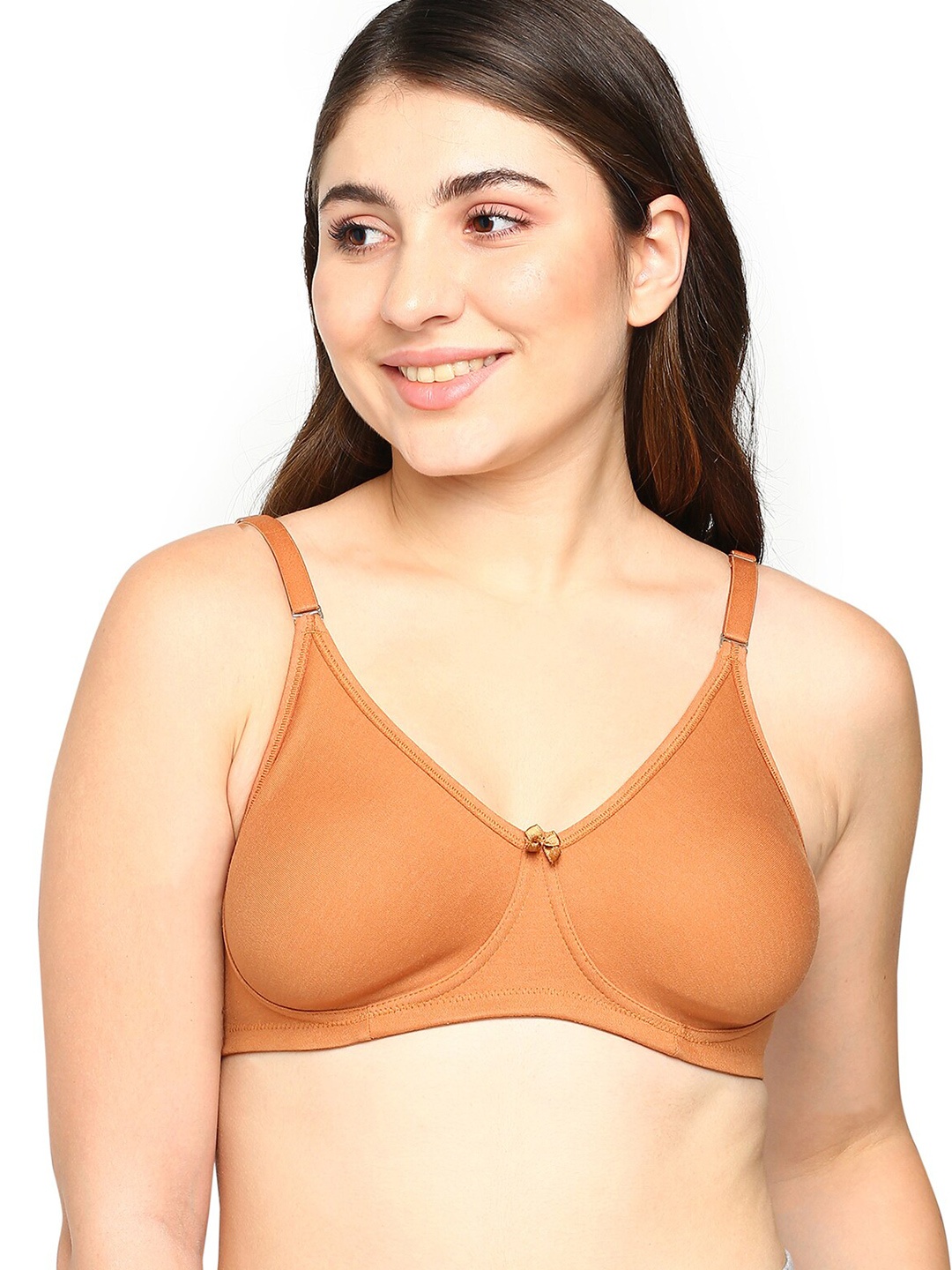 BLOSSOM Seamless Non Padded Bra With Removable Strap _T-Shirt Bra, Orange
