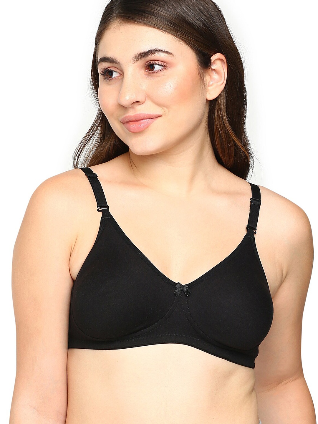 

BLOSSOM Seamless Non Padded Bra With Removable Strap _T-Shirt Bra, Black