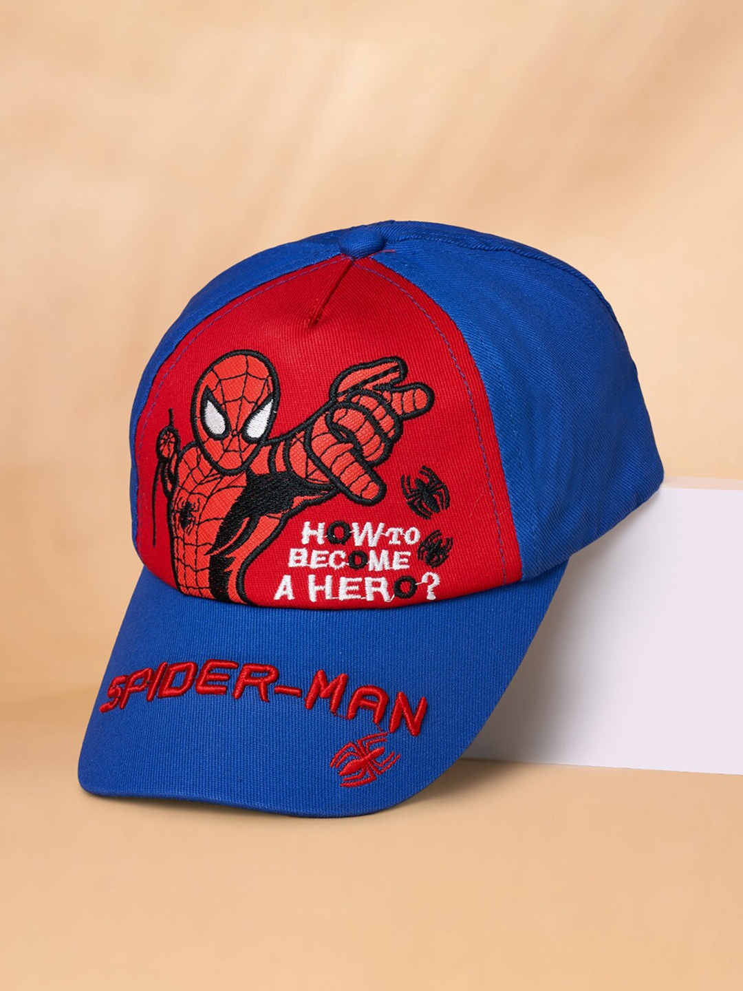 

BYFORD by Pantaloons Men Spider Man Embroidered Cotton Baseball Cap, Blue