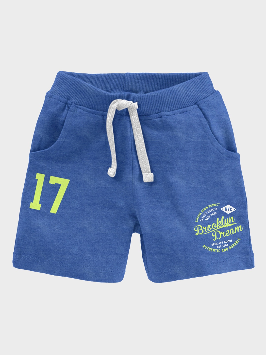 BAESD Boys Typography Printed Cotton Shorts, Blue
