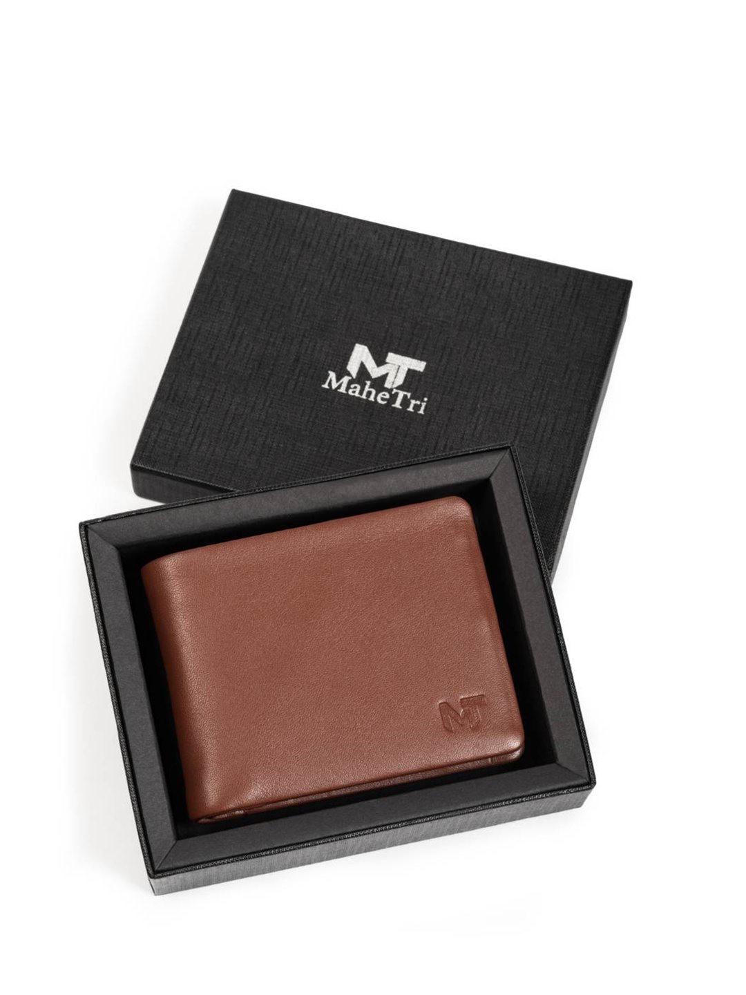 

MaheTri Men Leather Two Fold Wallet, Tan