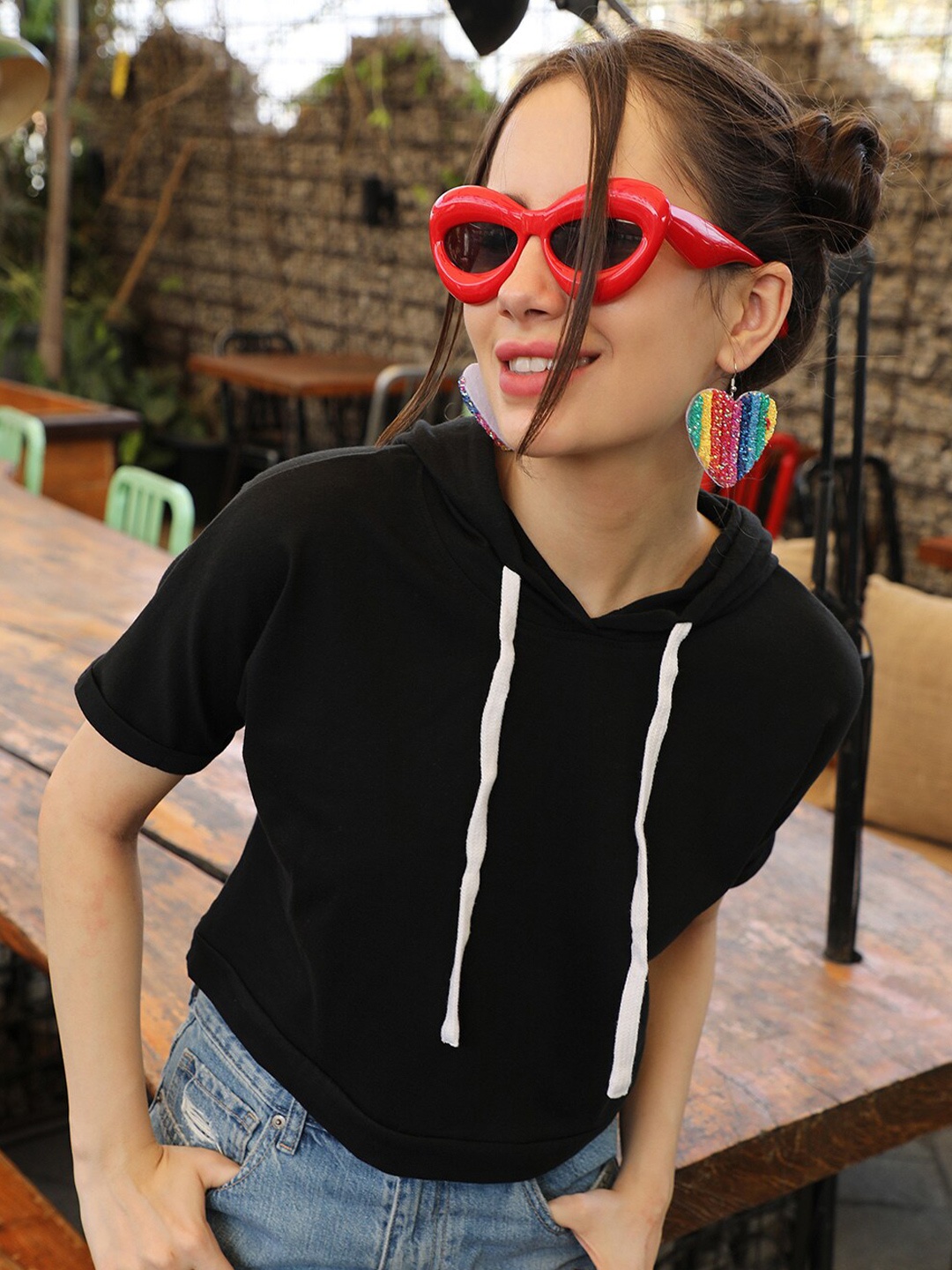

Campus Sutra Black Crop Top
