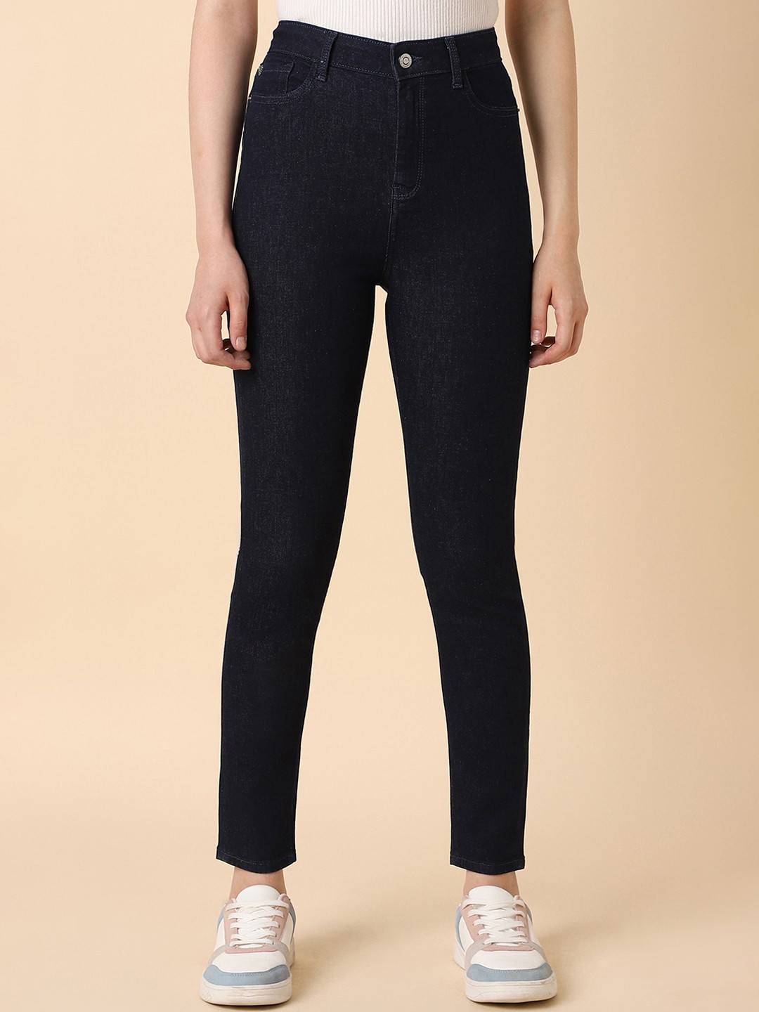 

Allen Solly Woman Skinny Fit Clean Look Stretchable Jeans, Navy blue