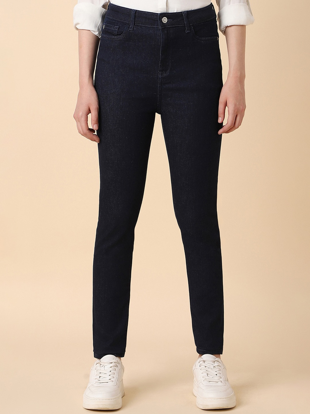 Allen Solly Woman Skinny Fit Clean Look Stretchable Jeans, Navy blue