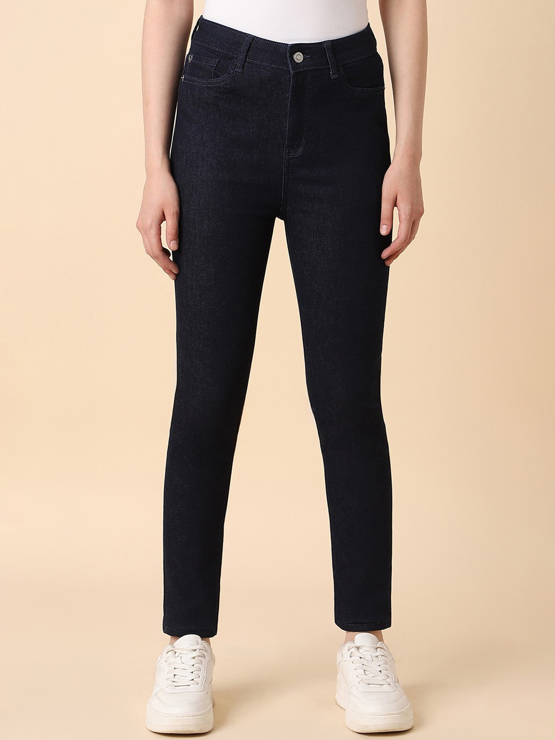 

Allen Solly Woman Skinny Fit Clean Look Stretchable Jeans, Navy blue
