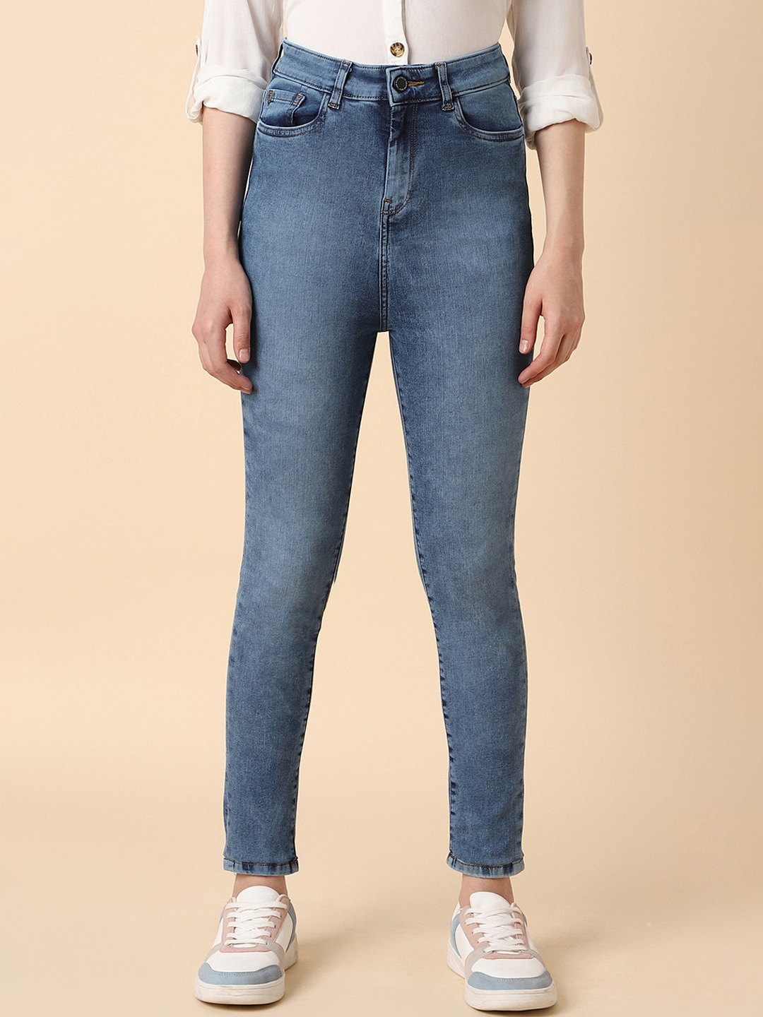 

Allen Solly Woman Skinny Fit Clean Look Light Fade Stretchable Jeans, Blue