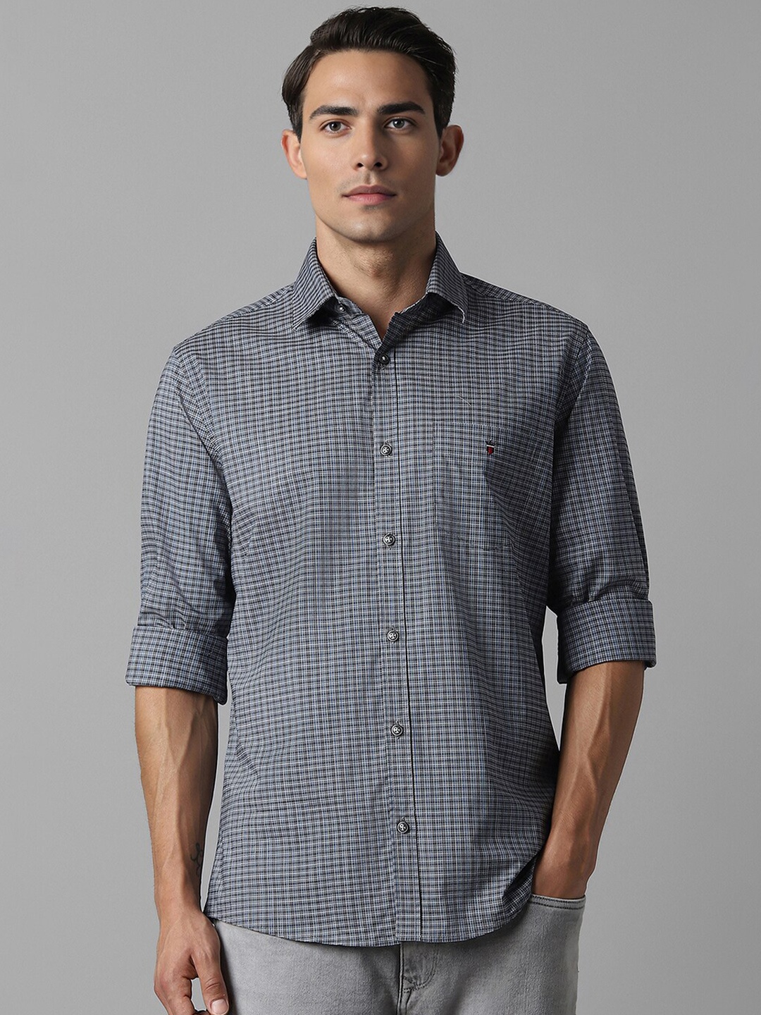 

Louis Philippe Sport Slim Fit Micro Checked Casual Shirt, Black
