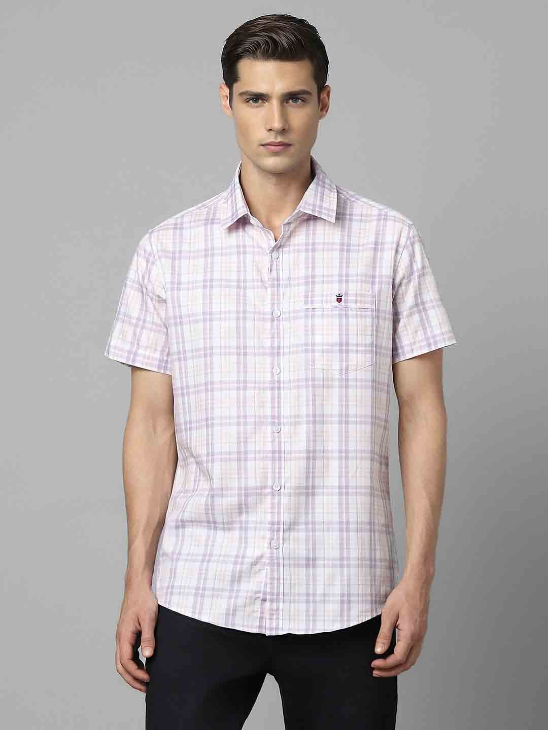 

Louis Philippe Sport Slim Fit Tartan Checked Pure Cotton Casual Shirt, White