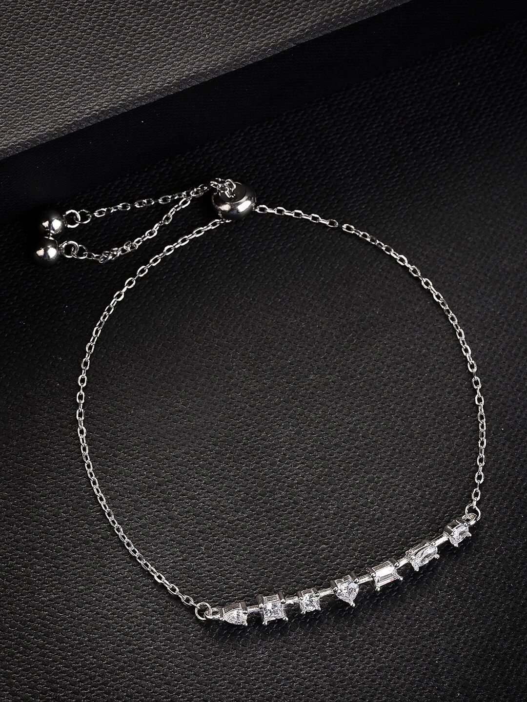 

PRIONI 925 Sterling Silver Rhodium-Plated Solitairs CZ-Studded Bracelet