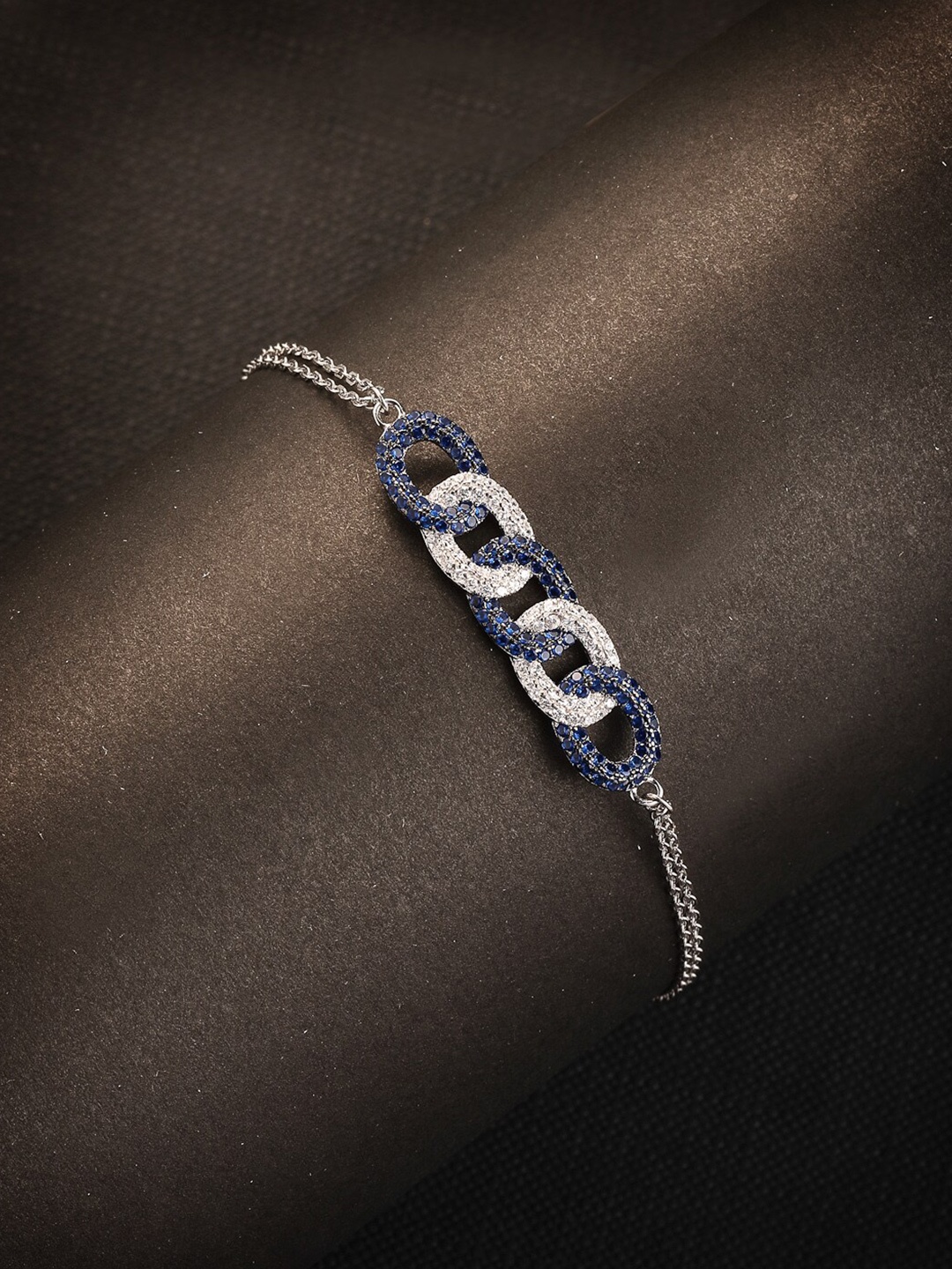 

PRIONI 925 Sterling Silver Rhodium-Plated Stones & CZ-Studded Bracelet